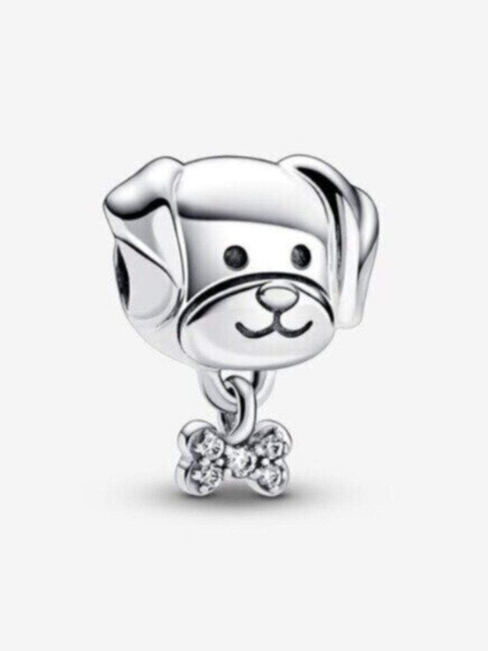 Pandora Sterling Silver Dog Head Dangle Charm with Pavé Bone